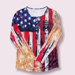 🐴 Country Patriotic Casual Crew Neck Long Sleeve Shirt